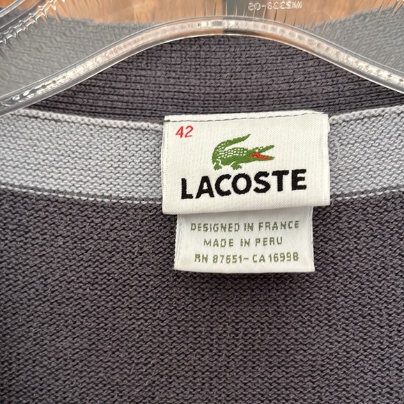 Lacoste | Striped Sweater | Blue Grey | Sz. 42 (M) - Picture 3 of 6